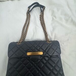 Kurt Geiger Black Quilted Shoulder Bag with Gold Chain
